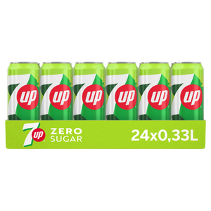 Seven up zero sugar sleek blik (24x 33 cl)