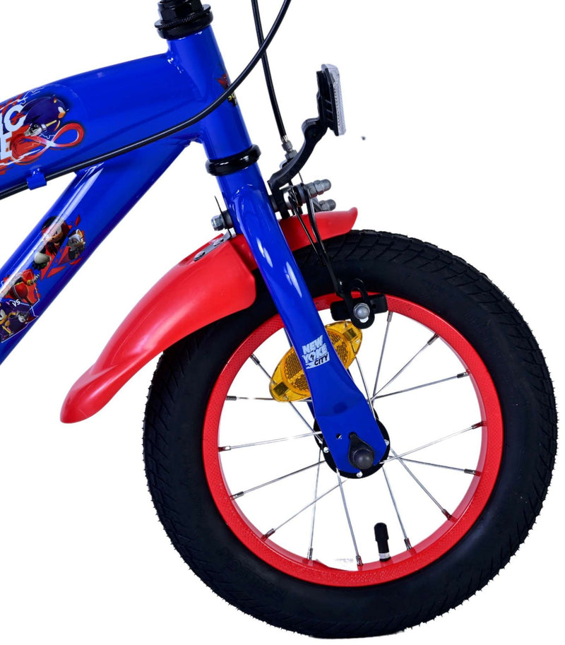 Load image into Gallery viewer, Sonic prime kinderfiets - jongens - 12 inch - blauw rood - twee handremmen
