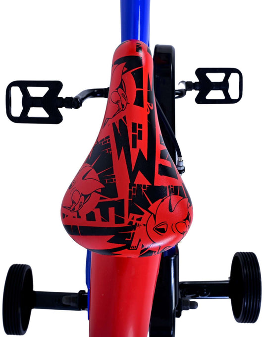 Sonic prime kinderfiets - jongens - 16 inch - blauw rood - twee handremmen