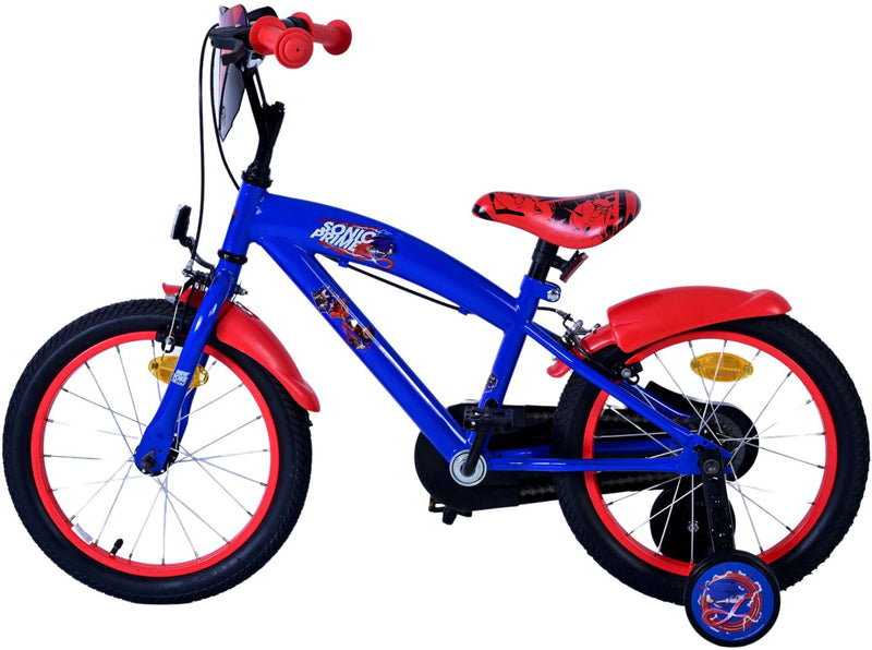 Load image into Gallery viewer, Sonic prime kinderfiets - jongens - 16 inch - blauw rood - twee handremmen

