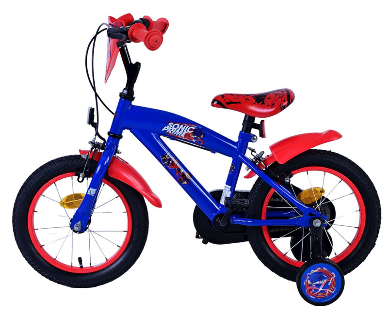 Load image into Gallery viewer, Sonic prime kinderfiets - jongens - 14 inch - blauw rood - twee handremmen
