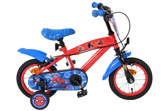 Spiderman spider-man kinderfiets - jongens - 12 inch - blauw rood - twee handremmen