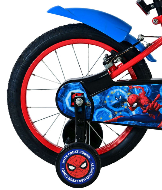 Spiderman spider-man kinderfiets - jongens - 16 inch - blauw rood - twee handremmen