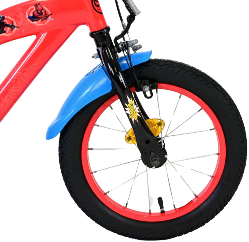 Load image into Gallery viewer, Spiderman marvel spider-man kinderfiets - jongens - 14 inch - rood blauw
