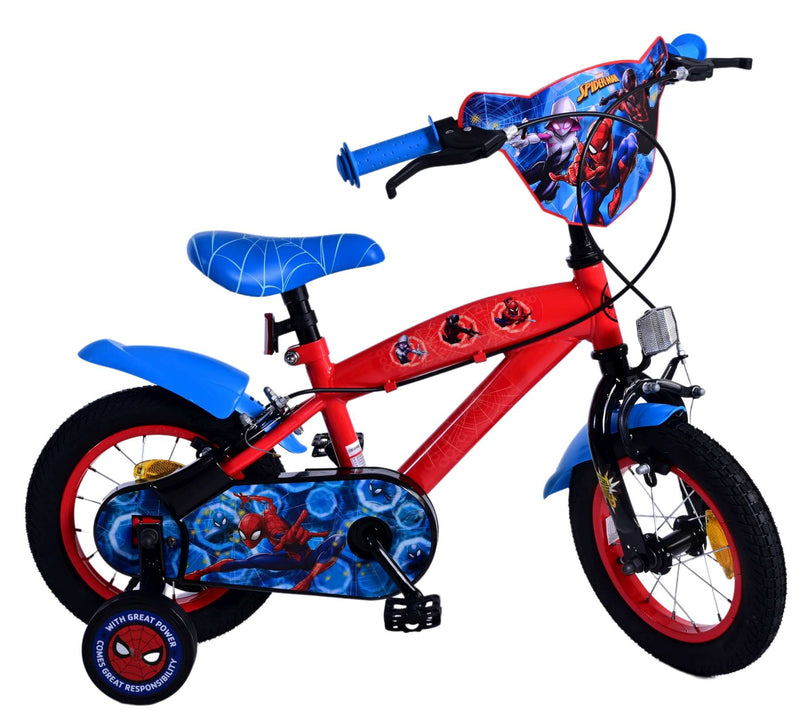 Load image into Gallery viewer, Ultimate Spider-Man Kinderfiets - Jongens - 12 inch - Blauw Rood - Twee handremmen
