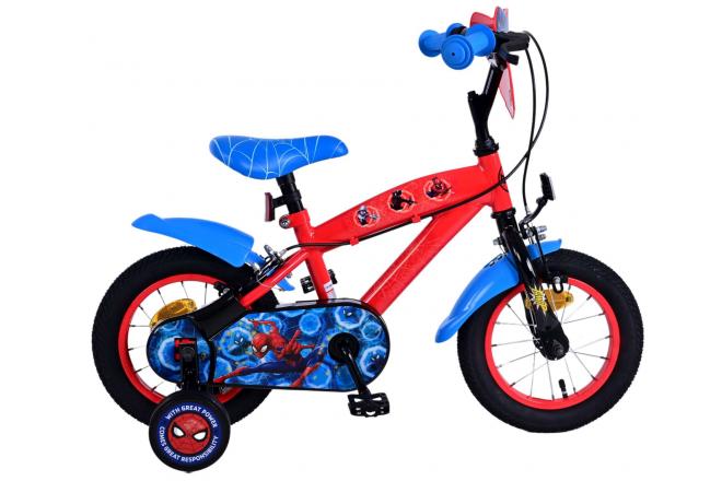 Load image into Gallery viewer, Ultimate Spider-Man Kinderfiets - Jongens - 12 inch - Blauw Rood - Twee handremmen
