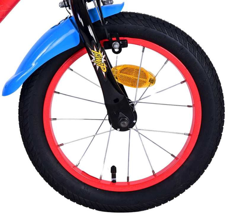 Load image into Gallery viewer, Spiderman ultimate spider-man kinderfiets - jongens - 14 inch - blauw rood - twee handremmen
