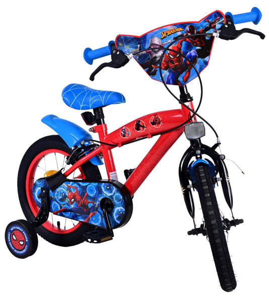 Spiderman ultimate spider-man kinderfiets - jongens - 14 inch - blauw rood - twee handremmen