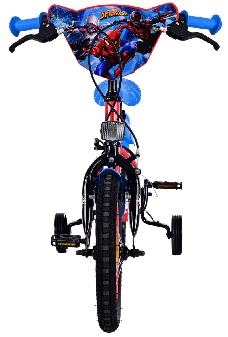 Load image into Gallery viewer, Spiderman ultimate spider-man kinderfiets - jongens - 14 inch - blauw rood - twee handremmen
