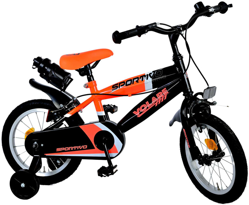 Load image into Gallery viewer, Volare Sportivo Kinderfiets Jongens 14 inch Neon Oranje Zwart Twee Handremmen
