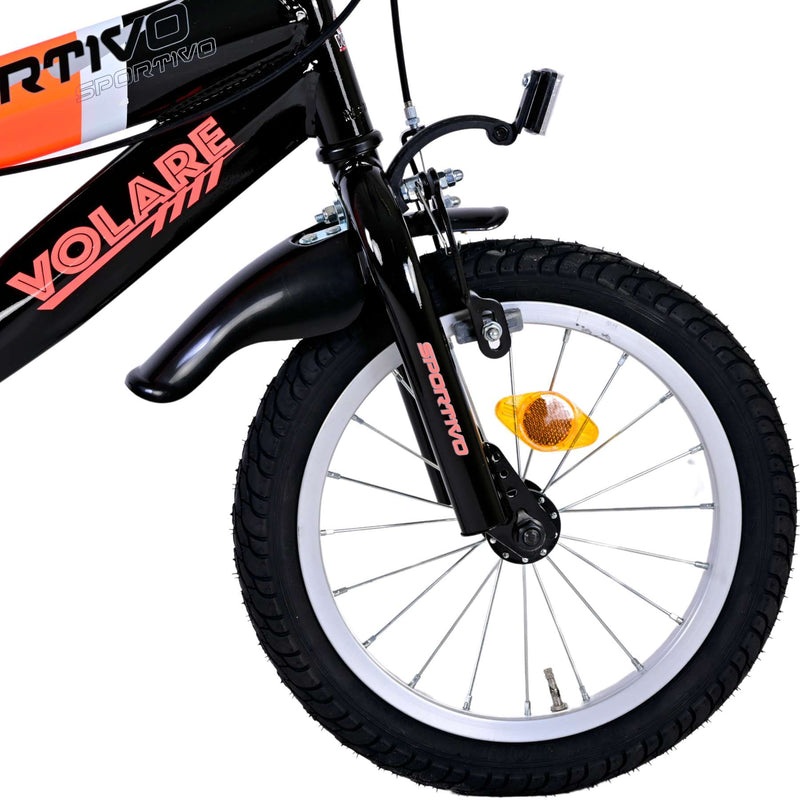 Load image into Gallery viewer, Volare Sportivo Kinderfiets Jongens 14 inch Neon Oranje Zwart Twee Handremmen
