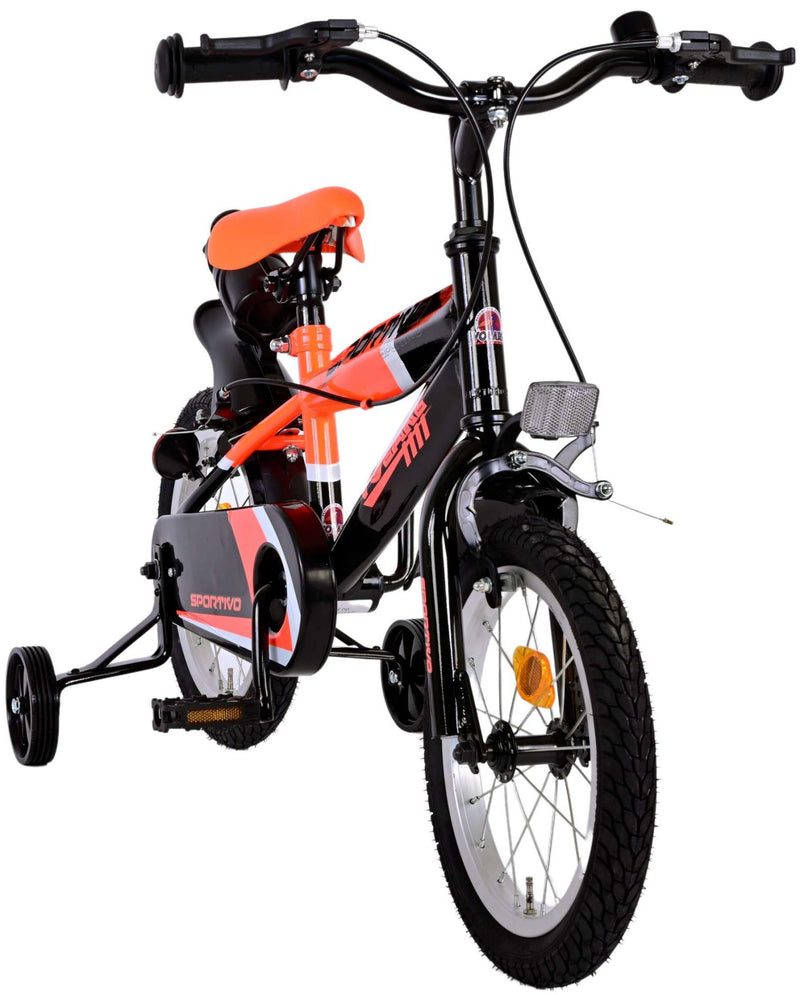 Load image into Gallery viewer, Volare Sportivo Kinderfiets Jongens 14 inch Neon Oranje Zwart Twee Handremmen
