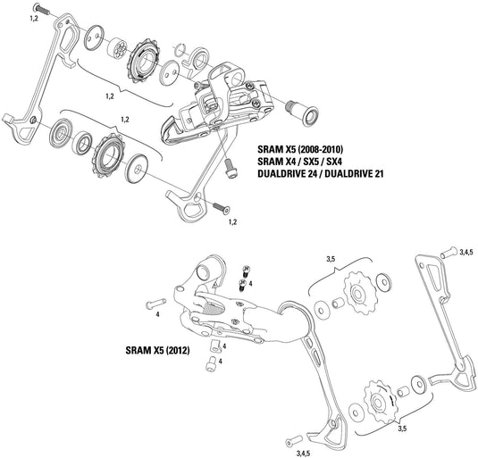 Sram achterderailleur x5 rear derail. x5 10-sp long cage b