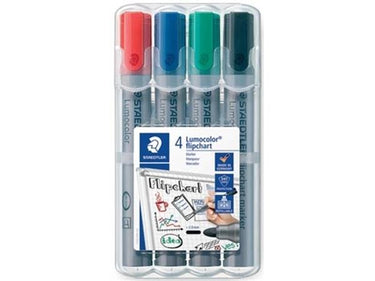 Staedtler lumocolor flipchart marker 356 met ronde punt - set 4 kleuren
