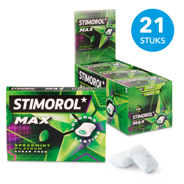 Stimorol max spearmint - kauwgom - suikervrij - 1x21stuks