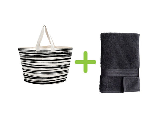 Bo weevil strandtas + badlaken (100x180 cm) - antraciet