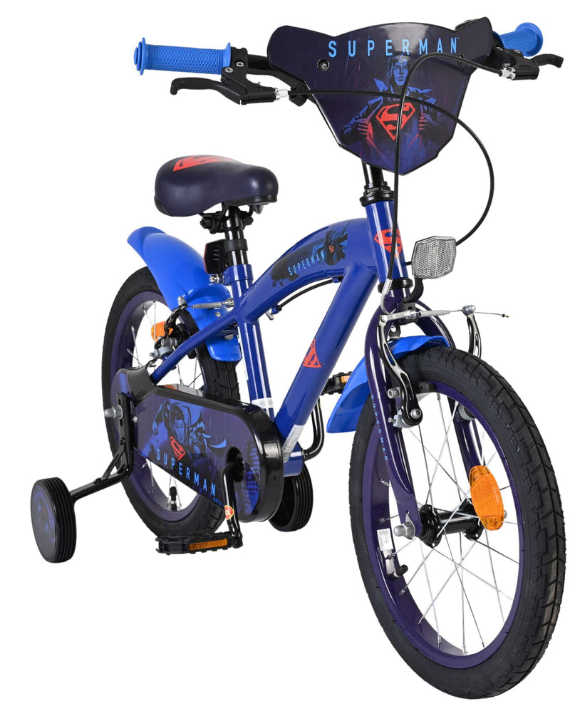 Load image into Gallery viewer, Superman kinderfiets - jongens - 16 inch - blauw - twee handremmen
