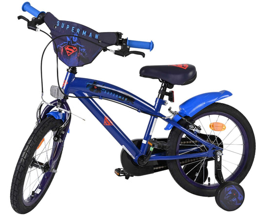 Superman kinderfiets - jongens - 16 inch - blauw - twee handremmen