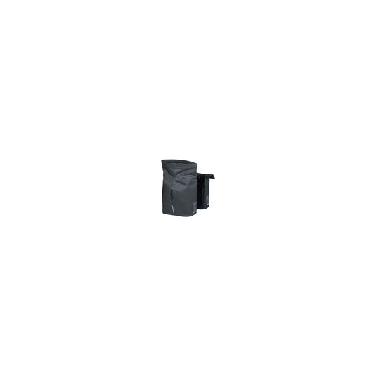 Basil City dubbele fietstas - waterafstotend polyester - zwart - Universal Bridge systeem - 28-32L