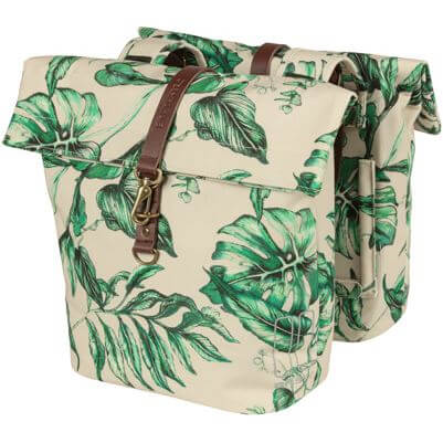 Load image into Gallery viewer, Basil Ever-Green dubbele fietstas, gerecycled PET, waterkerende vouwsluiting, unisex, fiets, sandshell beige
