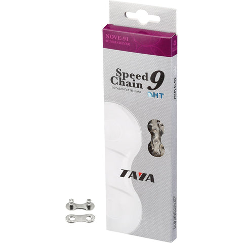 Taya chain Nove 9 speed silver, 1/2x5/64 116L Suitable for E-Bike (hang packaging)