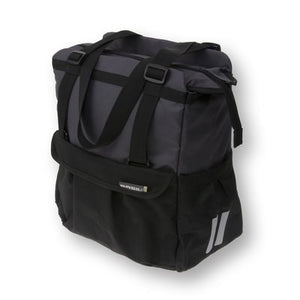 Basil Shopper XL - sportieve en trendy fietstas voor boodschappen en strand, zwart antraciet, 20L