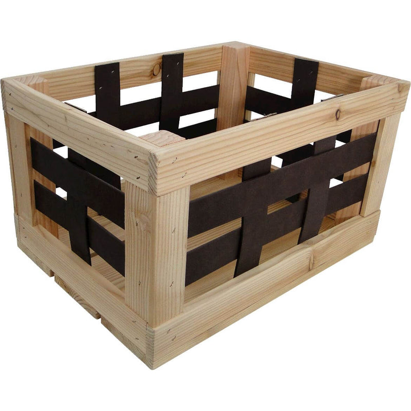 Load image into Gallery viewer, Fietskrat leren raster 20L 40x29x24cm
