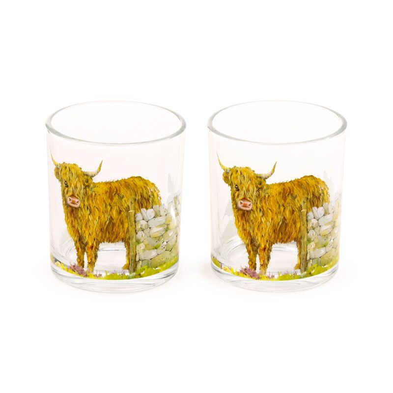 Load image into Gallery viewer, Jan pashley highland koe set 2 glazen drinkglazen 250ml
