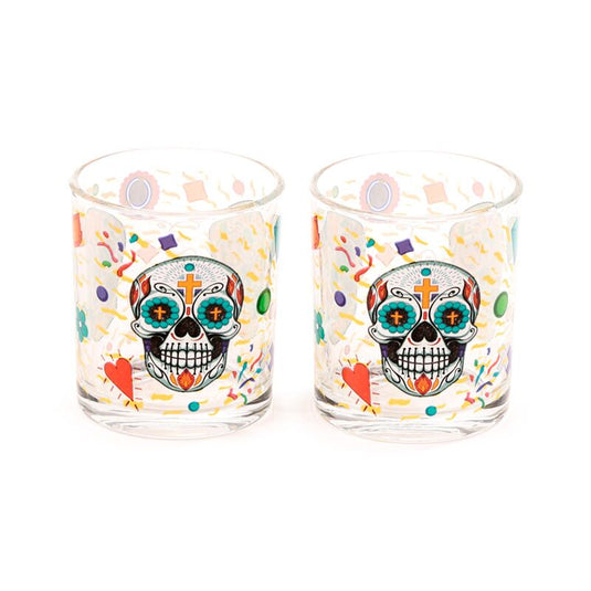 Dia de los muertos set 2 glazen drinkglazen 250ml