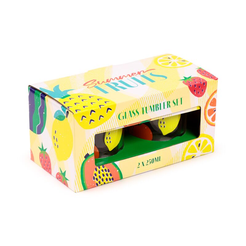 Load image into Gallery viewer, Zomer fruit set 2 glazen drinkglazen 250ml
