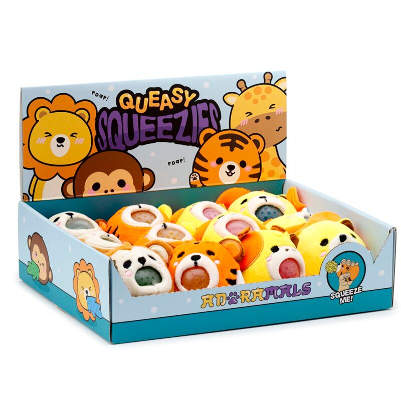Load image into Gallery viewer, Queasy squeezies adoramals leeuw giraffe aap en tijger pluche speelgoed
