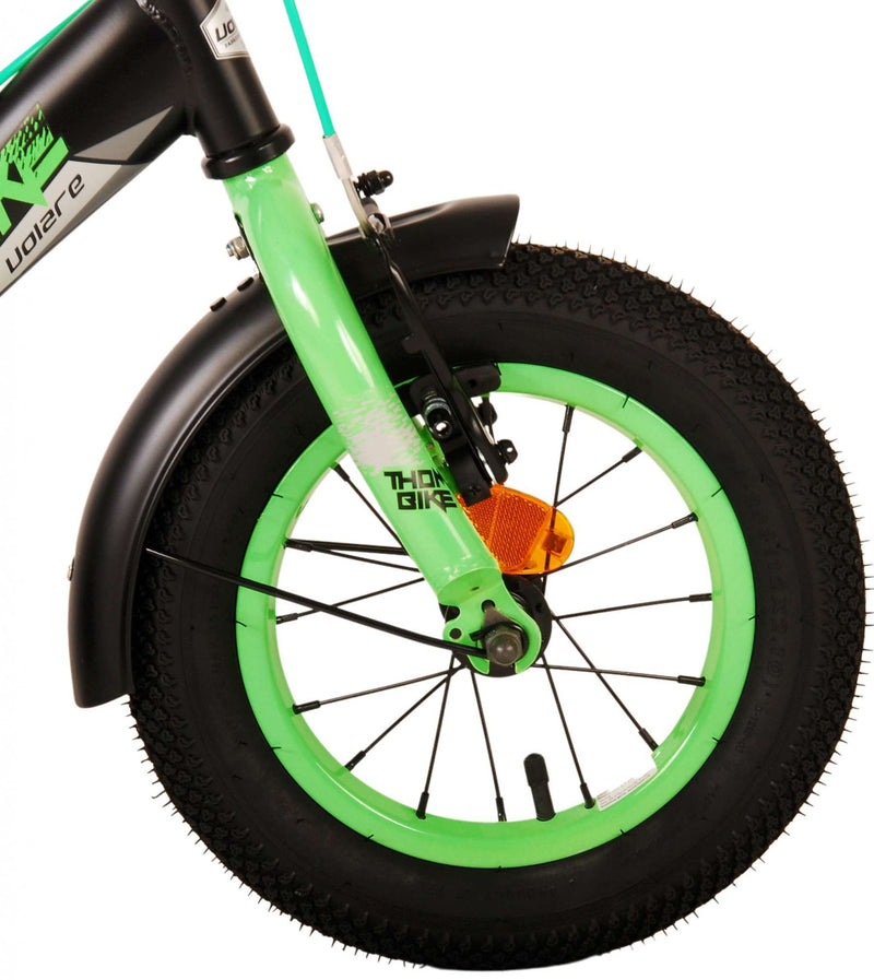 Load image into Gallery viewer, Volare Thombike Kinderfiets Jongens 12 inch Zwart Groen Twee Handremmen
