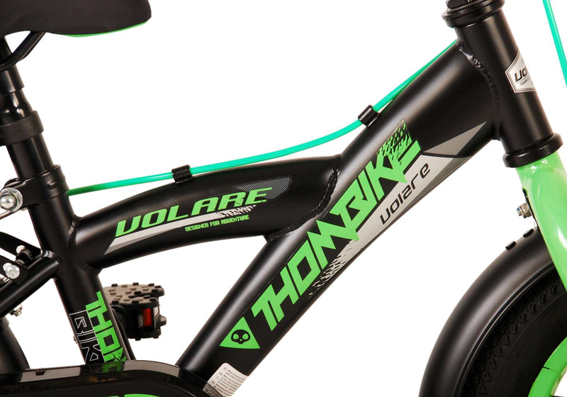Load image into Gallery viewer, Volare Thombike Kinderfiets Jongens 12 inch Zwart Groen Twee Handremmen
