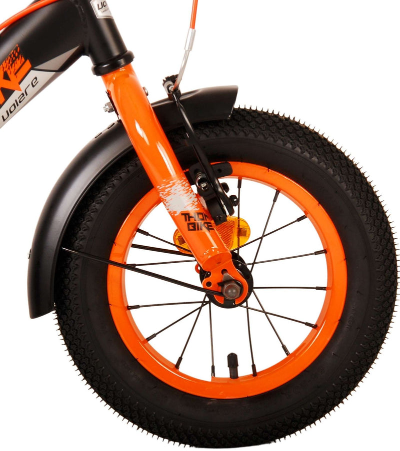 Load image into Gallery viewer, Volare Thombike Kinderfiets - Jongens - 12 inch - Zwart Oranje - Twee Handremmen
