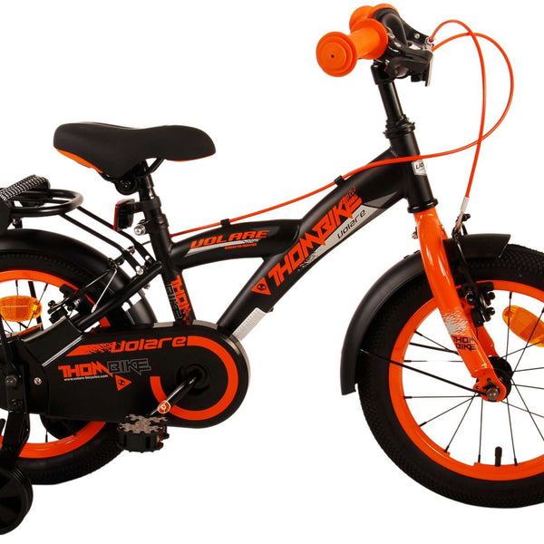 Volare Thombike Kinderfiets - Jongens - 14 inch - Zwart Oranje - Twee Handremmen