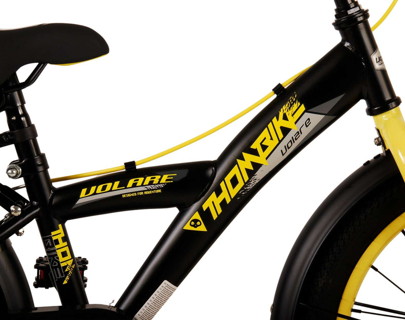 Load image into Gallery viewer, Volare Thombike Kinderfiets Jongens 18 inch Zwart Geel Twee handremmen
