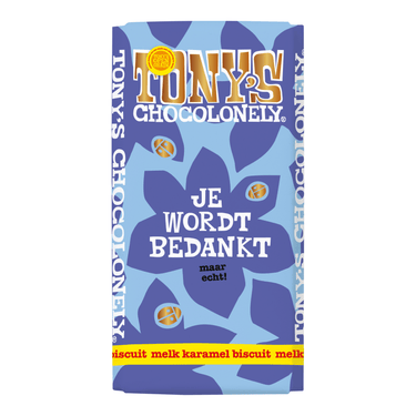 Tony's chocolonely reep bedankt melk karamel biscuit (15x 180g)