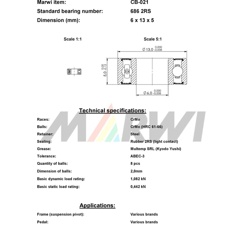 Load image into Gallery viewer, Marwi union kogellager ball bearing union cb-021 6x13x5
