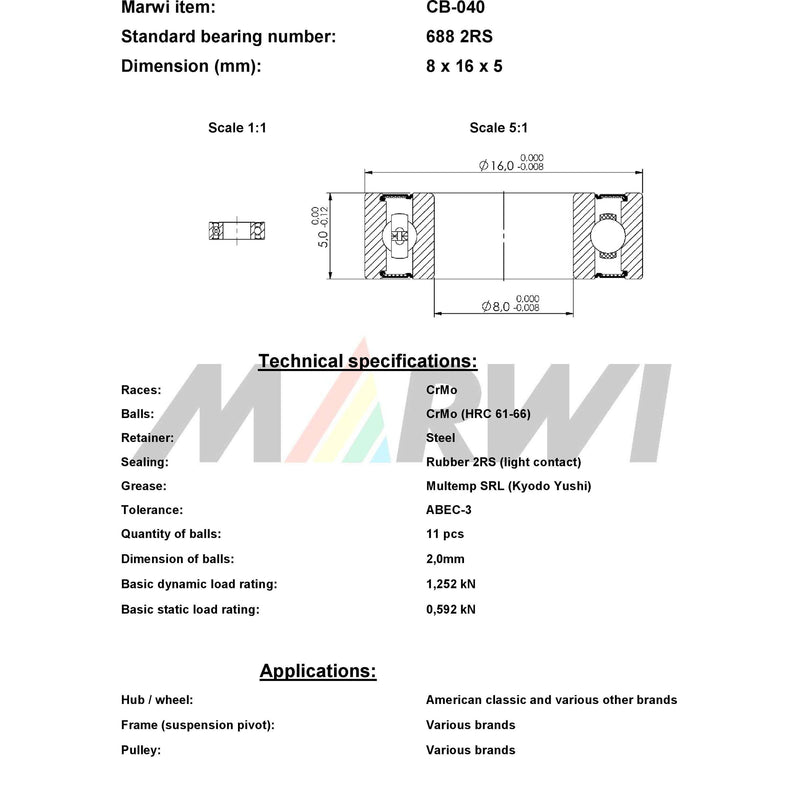 Load image into Gallery viewer, Marwi union kogellager ball bearing union cb-040 8x16x5
