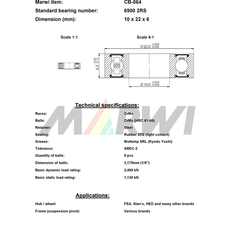 Load image into Gallery viewer, Marwi union kogellager ball bearing union cb-064 10x22x6
