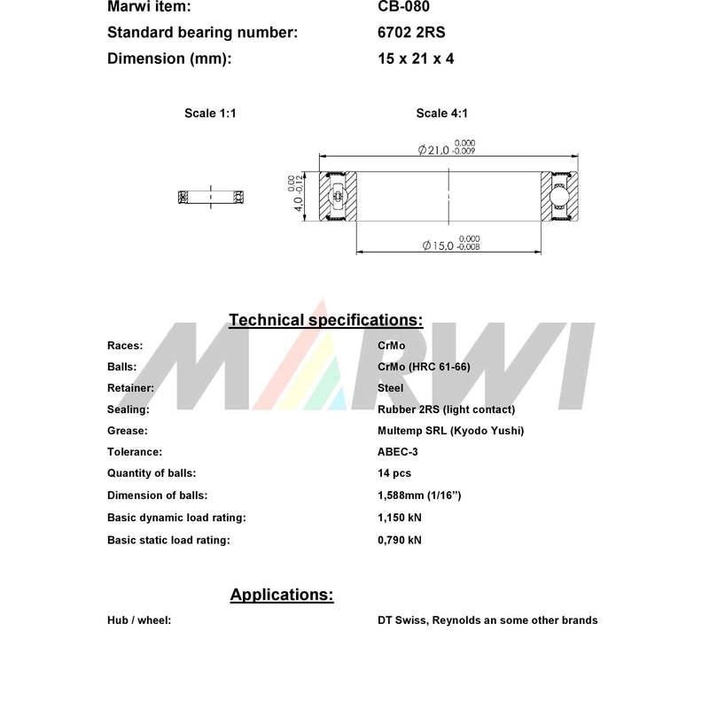 Load image into Gallery viewer, Union kogellager ball bearing cb-080 15x21x4
