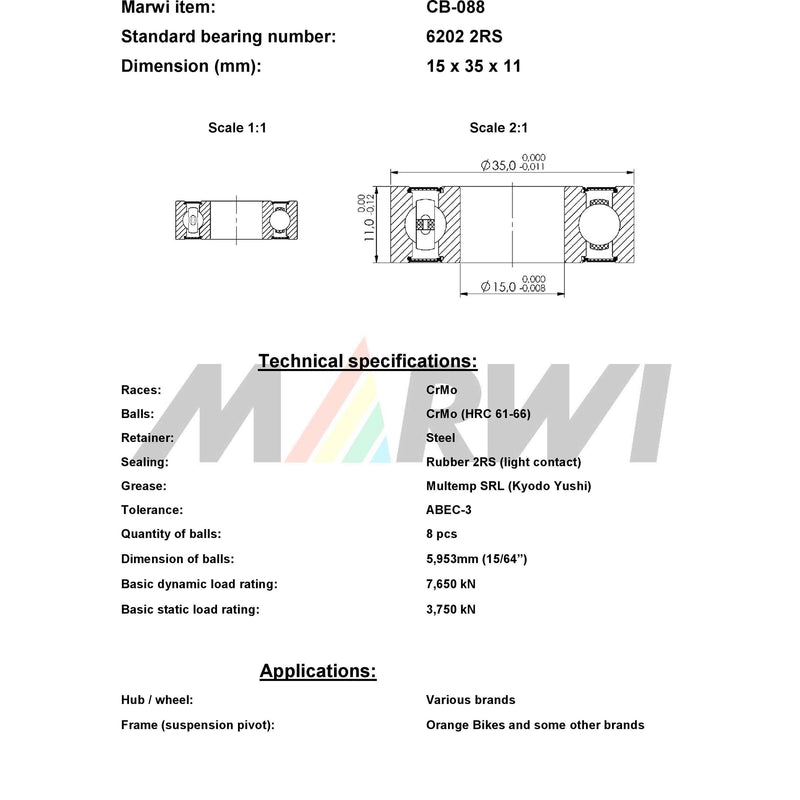 Load image into Gallery viewer, Marwi union kogellager ball bearing union cb-088 15x35x11
