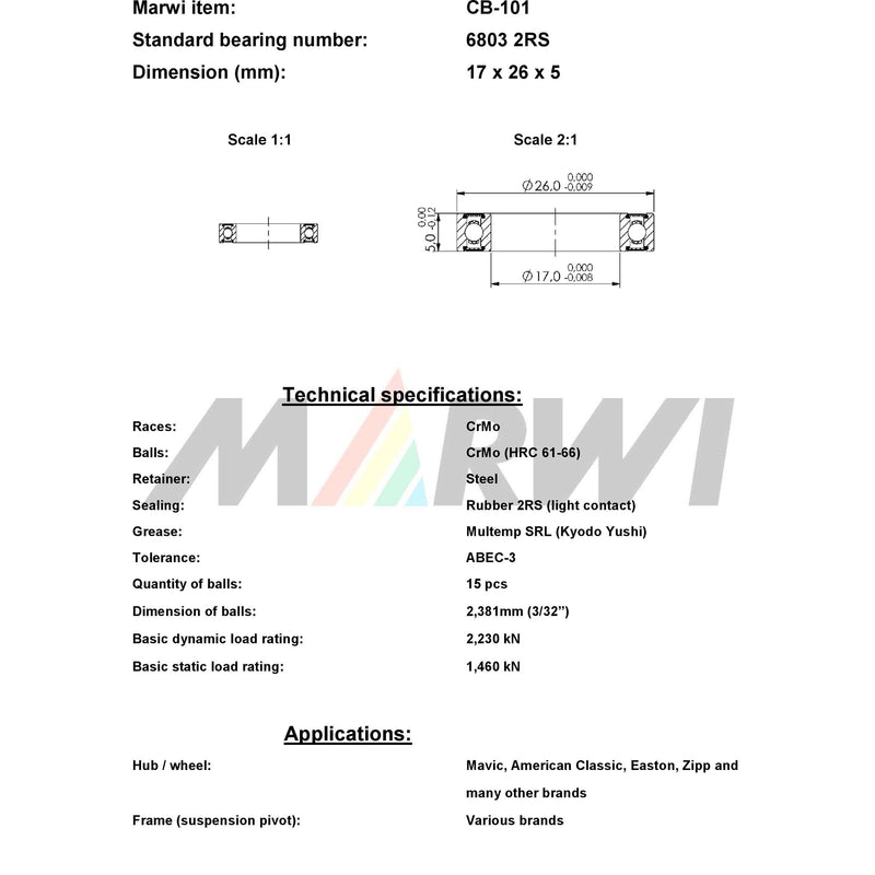 Load image into Gallery viewer, Union kugellager ball bearing cb-101 17x26x5
