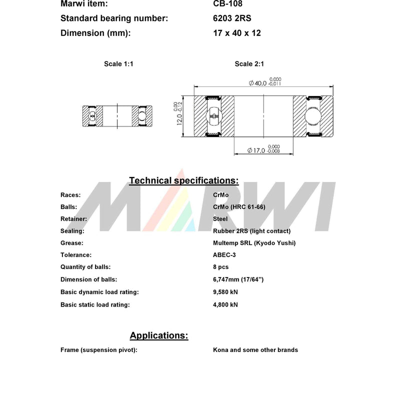 Load image into Gallery viewer, Union kogellager ball bearing cb-108 17x40x12
