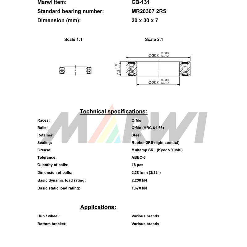 Load image into Gallery viewer, Marwi union kogellager ball bearing union cb-131 20x30x7mm
