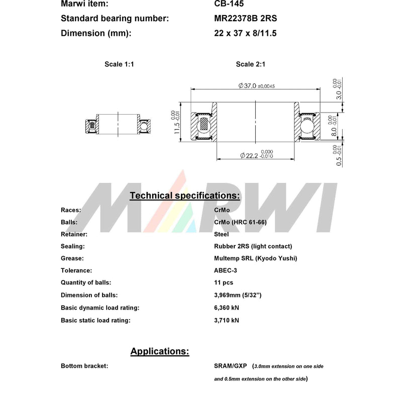 Load image into Gallery viewer, Union kogellager ball bearing cb-145 22x37x8 11,5
