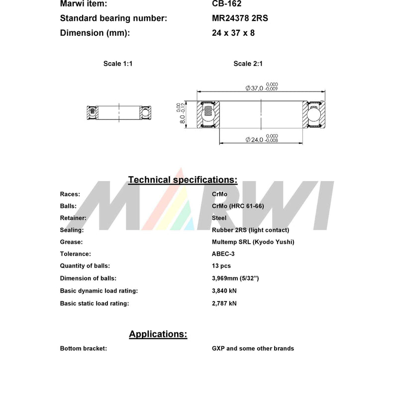Load image into Gallery viewer, Marwi union kogellager ball bearing union cb-162 24x37x8
