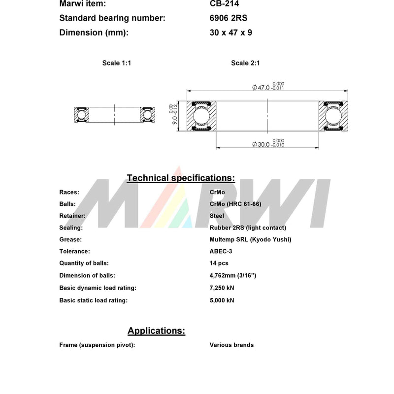 Load image into Gallery viewer, Marwi union kogellager ball bearing union cb-214 30x47x9
