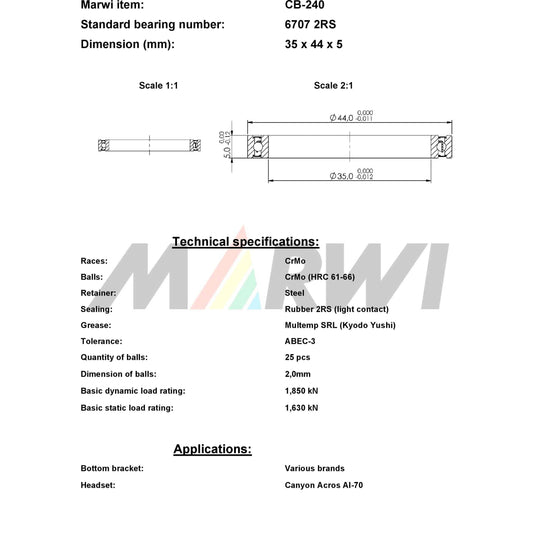 Union kogellager ball bearing cb-240 35x44x5