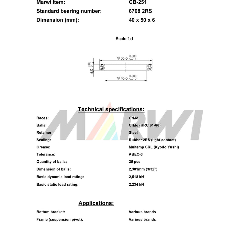 Load image into Gallery viewer, Marwi union kogellager ball bearing union cb-251 40x50x6
